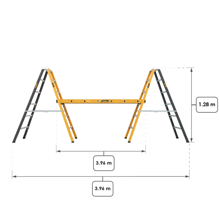 Combo escalera liviana 6 pasos con plataforma desmontable