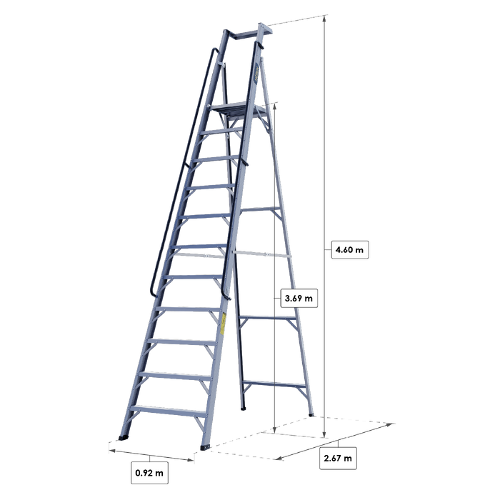 Escalera tipo Plataforma en Aluminio 13 Pasos / 4,60 Metros - Tipo IA