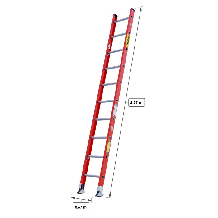 Escalera Sencillas en Fibra de Vidrio 10 Pasos / 3.12 Metros - Tipo IA