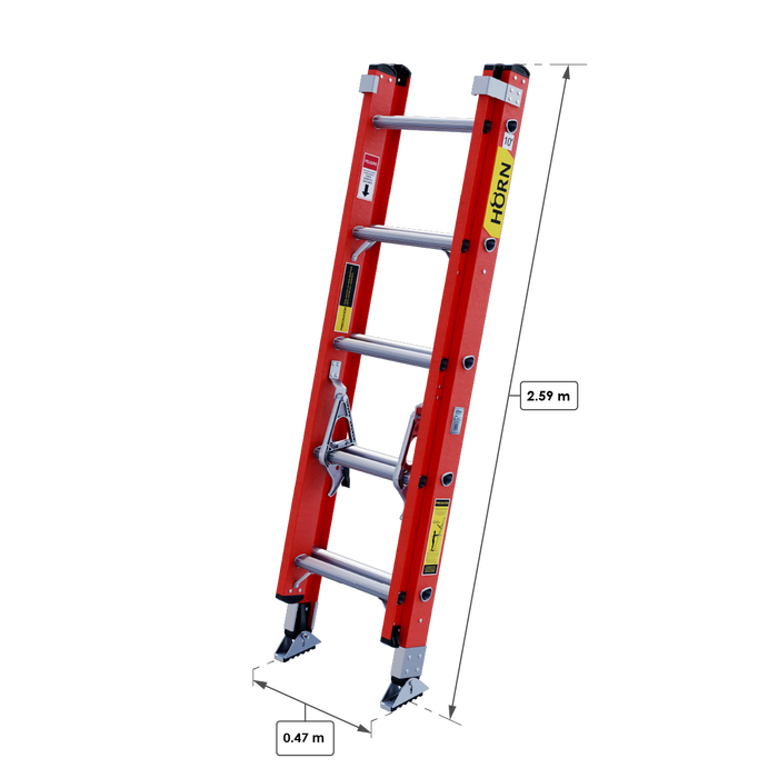 Escalera extensión dieléctrica 10 pasos / 2.59 Metros - Tipo IA
